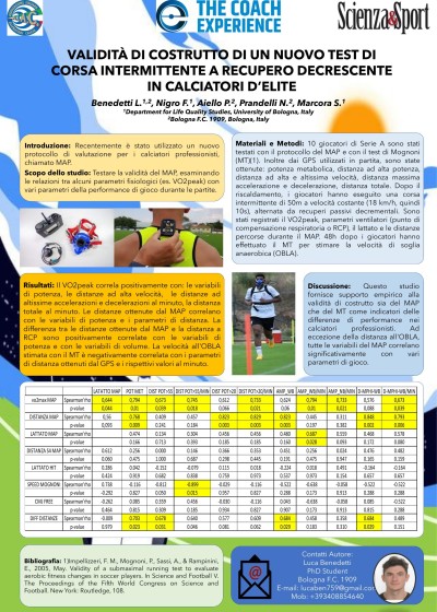 Validità di costrutto di un nuovo test di corsa intermittente a recupero decrescente in calciatori d'élite