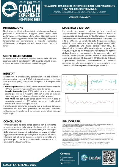 Relazione tra carico esterno e Heart Rate Variability (HRV) nel calcio femminile: analisi longitudinale di una stagione sportiva